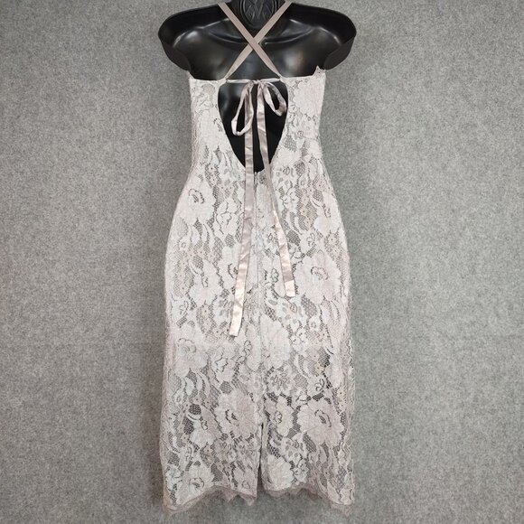 Lulus Dress Womens Size M Purple Lilac High Neck Halter Ribbon Tie Back Bow Midi - Picture 5 of 14